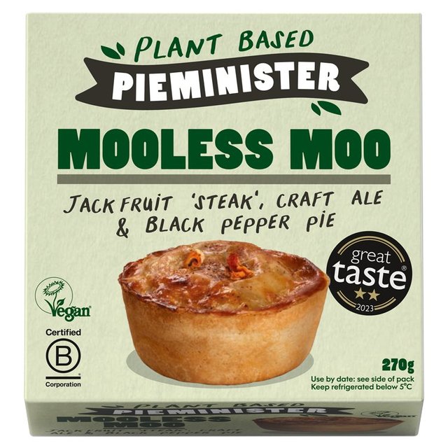 Pieminister Mooless Moo Jack Fruit Steak Craft Ale & Black Pepper Pie   270g GOODS M&S   