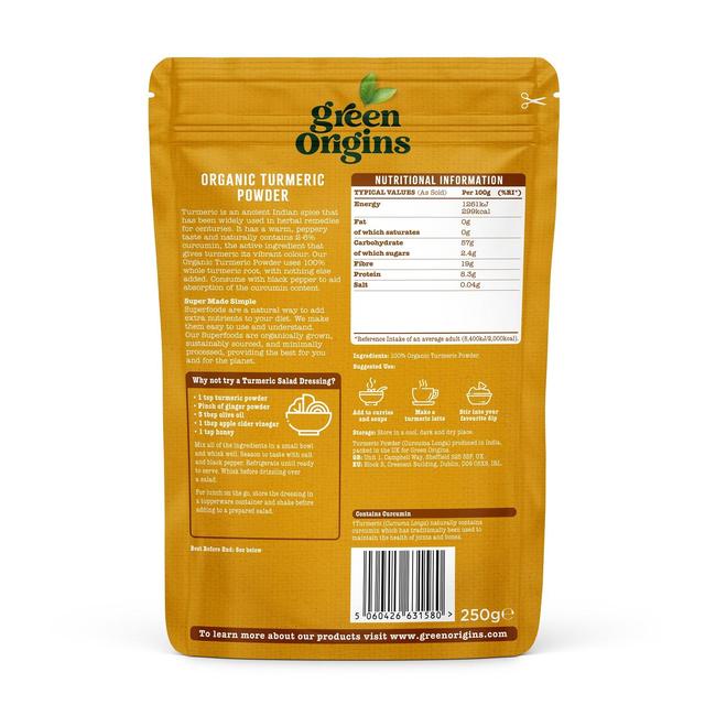 Green Origins Organic Turmeric Powder   250g GOODS M&S   