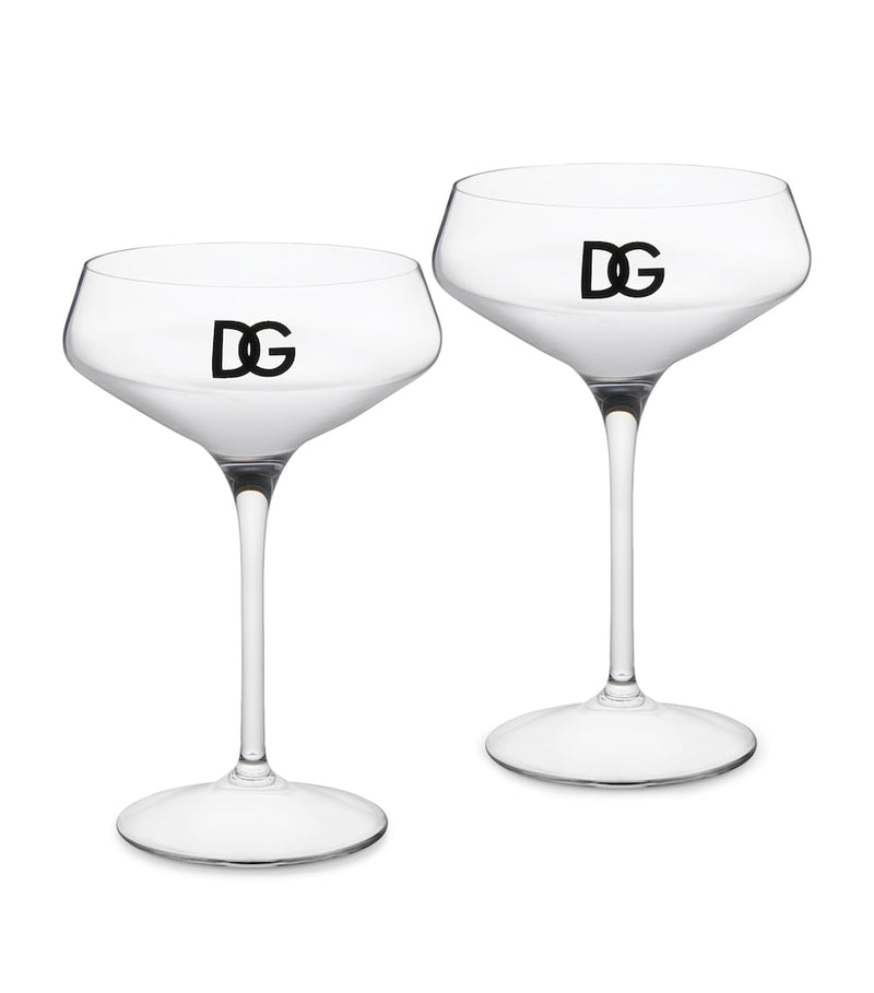 Dolce&Gabbana logo martini glasses set of two, 17cm height - British product