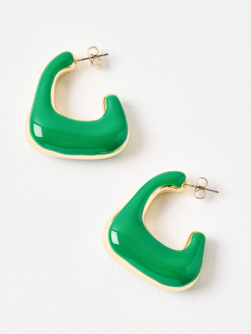 Oliver Bonas green puffy hoop earrings, UK version