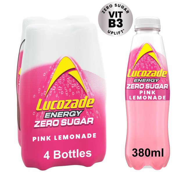 Lucozade Energy Zero Pink Lemonade   4 x 380ml GOODS M&S   