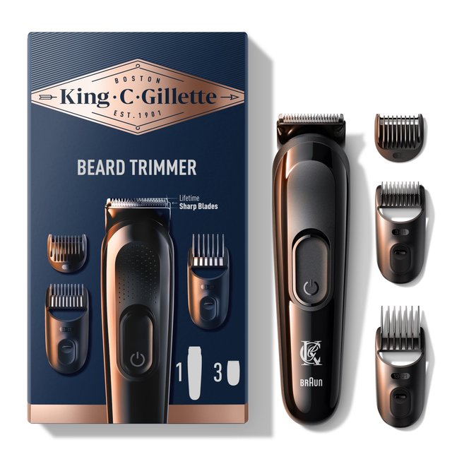 King C. Gillette Cordless Beard Hair Trimmer with 3 Interchangeable Combs GOODS M&S   