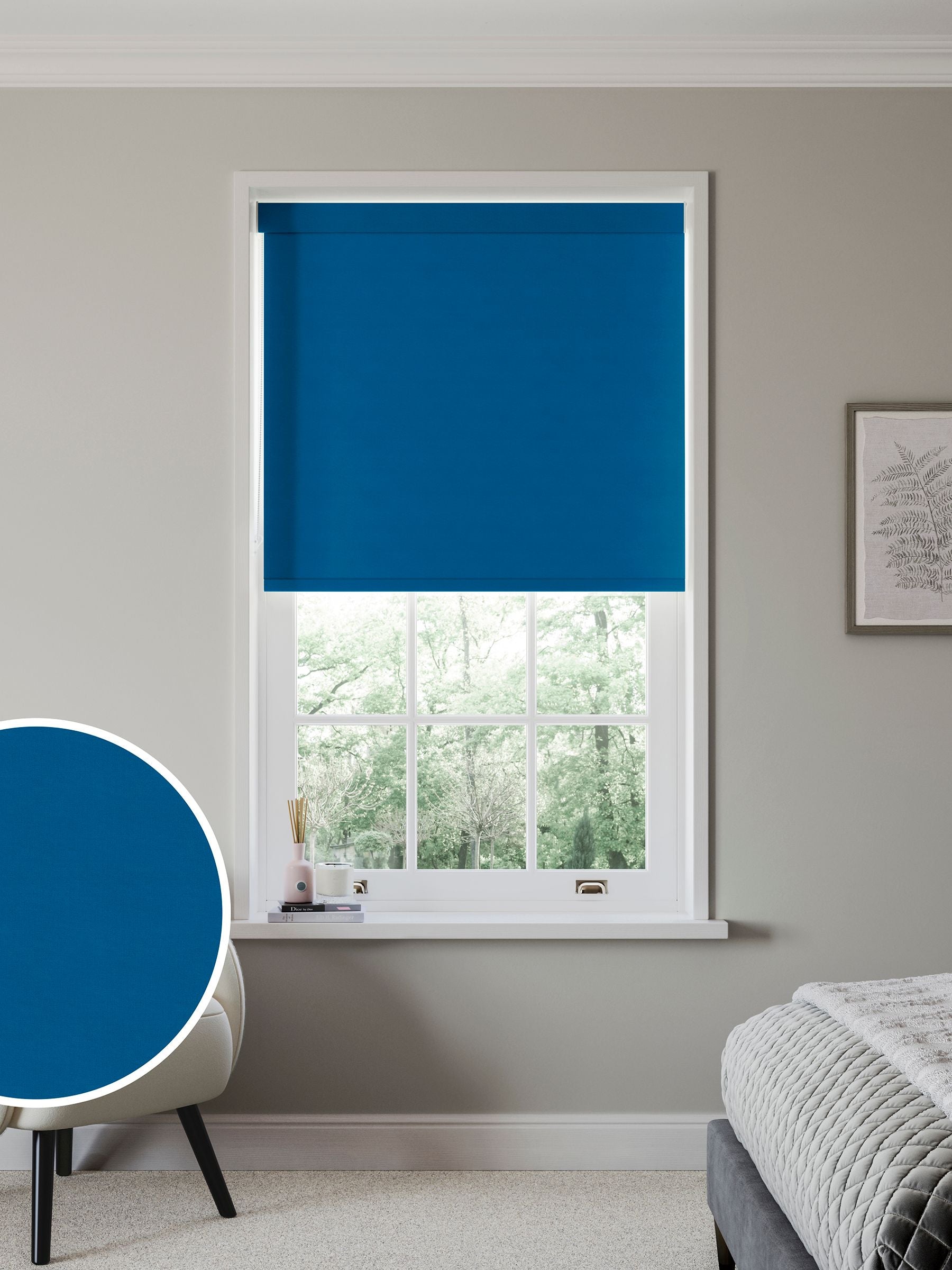 Next marine blue blackout roller blind, imported from the UK