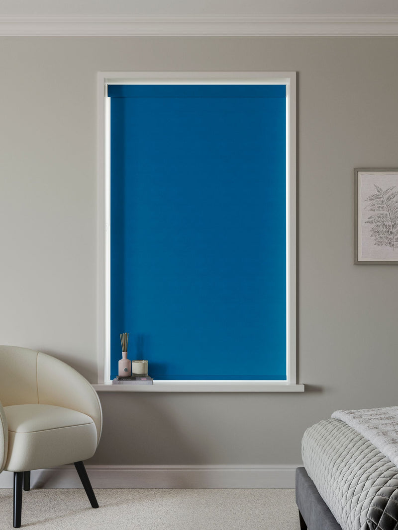 Next marine blue blackout roller blind, imported from the UK