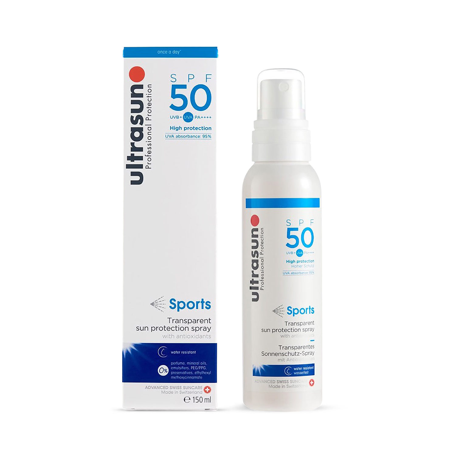 Ultrasun Sports Spray SPF 50 150ml, imported from the UK