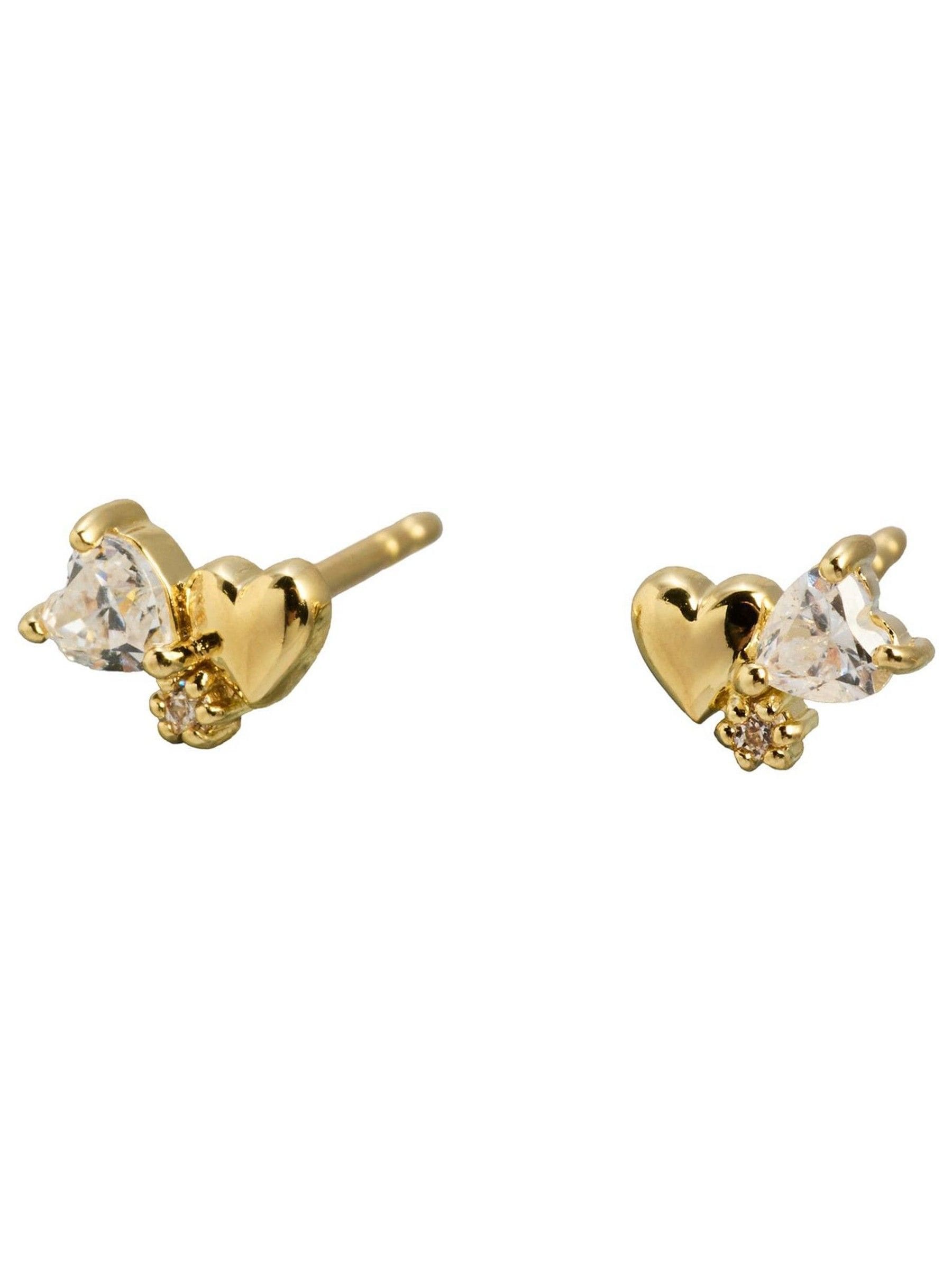 Oliver Bonas gold plated heart cluster stud earrings (British brand)
