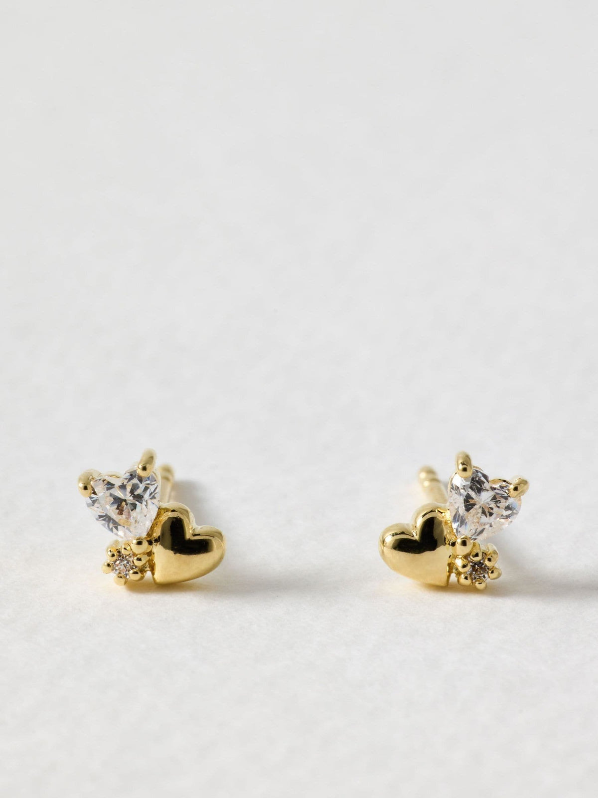 Oliver Bonas gold plated heart cluster stud earrings (British brand)