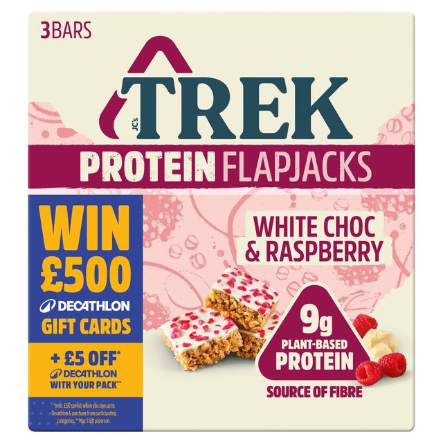 TREK White Choc & Raspberry Protein Flapjacks Multipack   3 x 50g