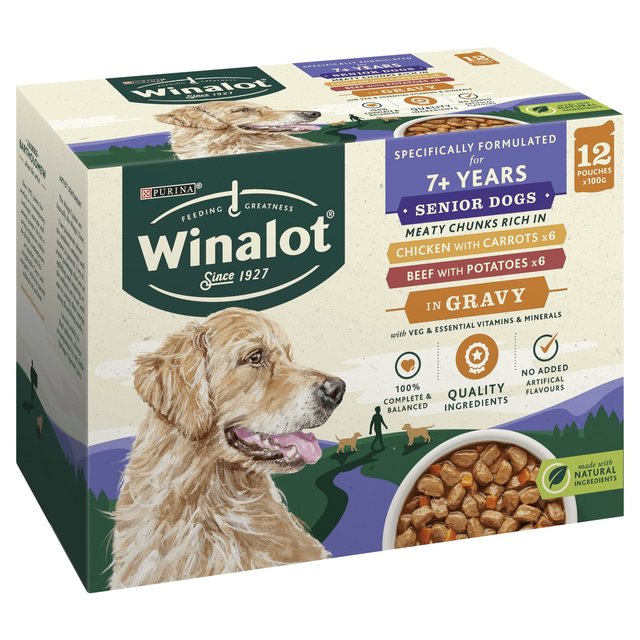 Winalot Meaty Chunks Senior Mixed in Gravy Wet Dog Food   12 x 100g GOODS M&S   