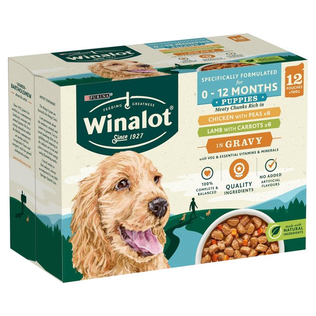 Winalot Meaty Chunks Puppy Mixed in Gravy Wet Dog Food    12 x 100g GOODS M&S   