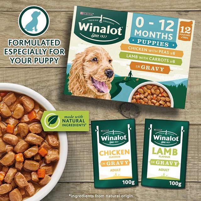 Winalot Meaty Chunks Puppy Mixed in Gravy Wet Dog Food    12 x 100g GOODS M&S   