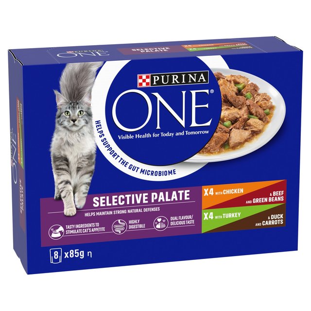 Purina One Mini Fillets Selective Palate Wet Cat Food   8 x 85g