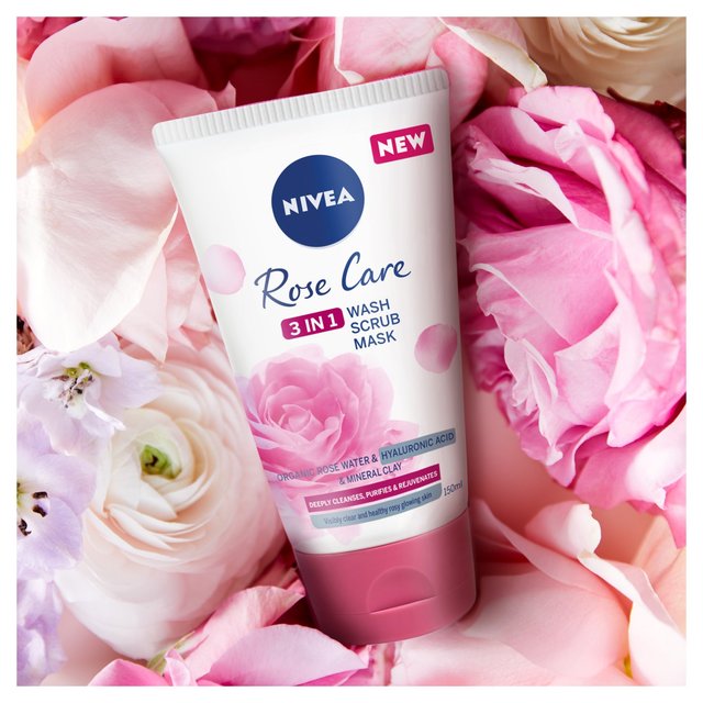 NIVEA Rose Care 3 in 1 Organic Rose Water Face Wash Scrub & Mask   150ml GOODS M&S   