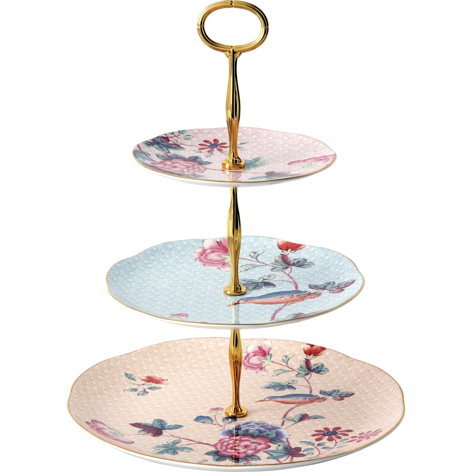 Wedgwood Cuckoo bone china three-tier cake stand, UK version