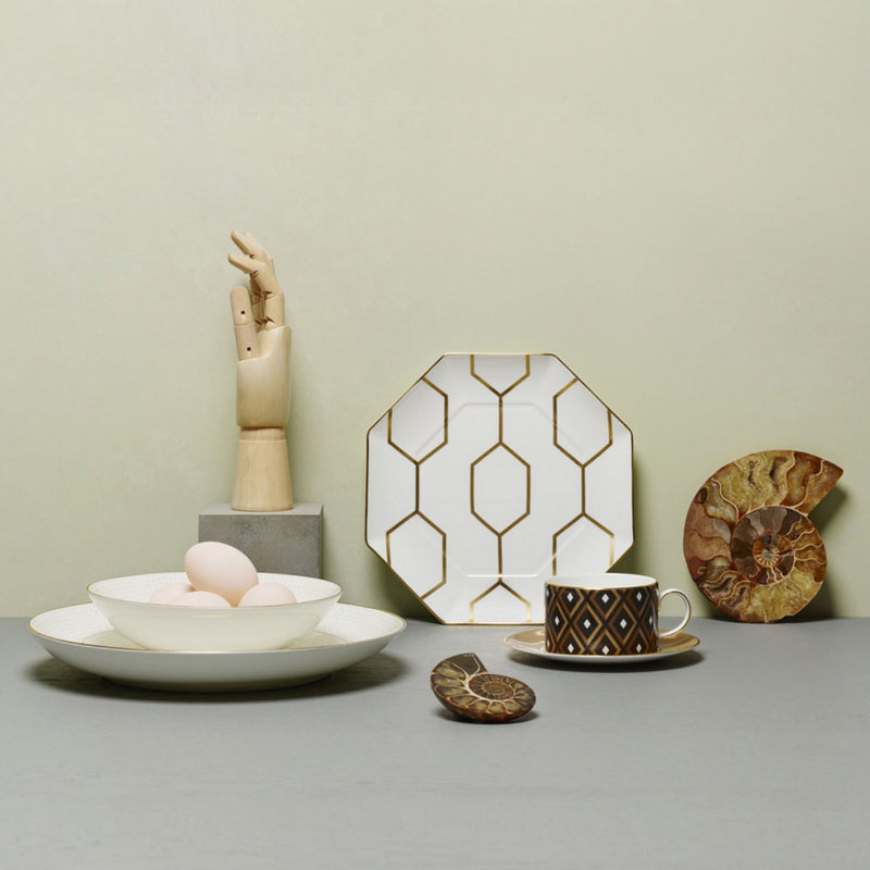 Wedgwood Arris gold-trimmed octagonal side plate 23cm, imported from the UK