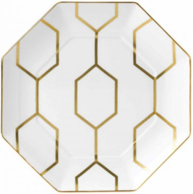 Wedgwood Arris gold-trimmed octagonal side plate 23cm, imported from the UK