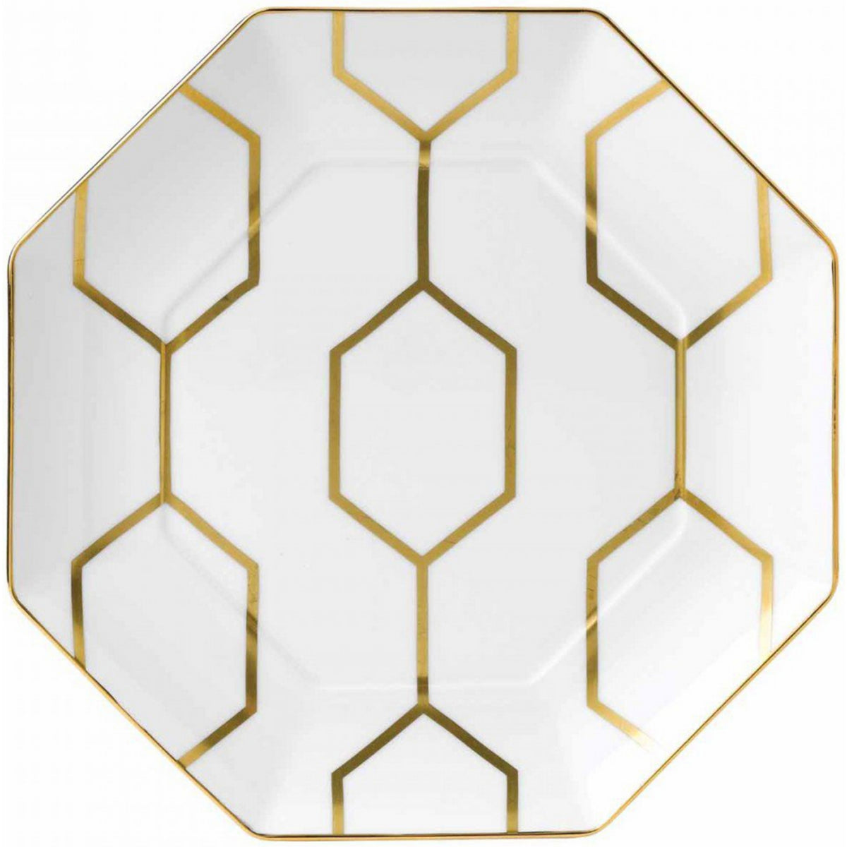 Wedgwood Arris gold-trimmed octagonal side plate 23cm, imported from the UK