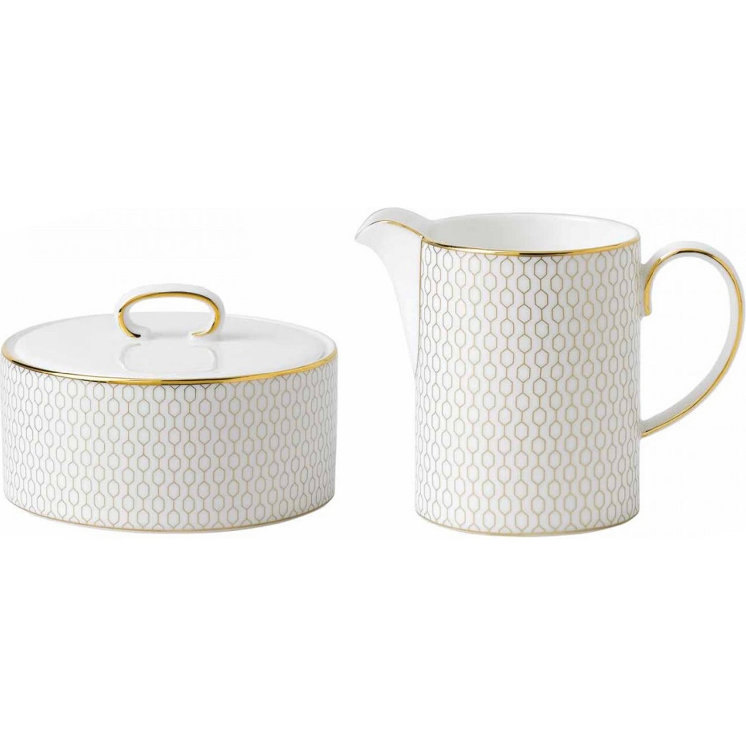 Wedgwood Gio Gold sugar bowl and cream jug set of two (British brand)