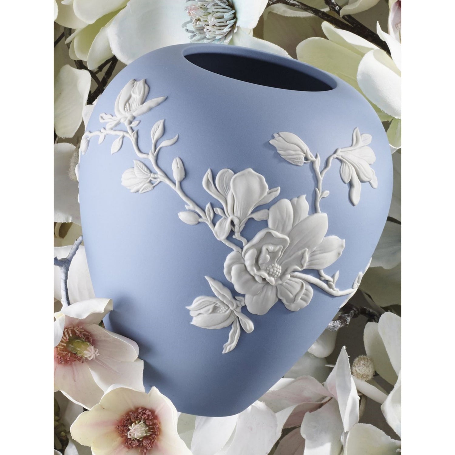 Wedgwood Magnolia Blossom jasperware vase 18cm (British brand)