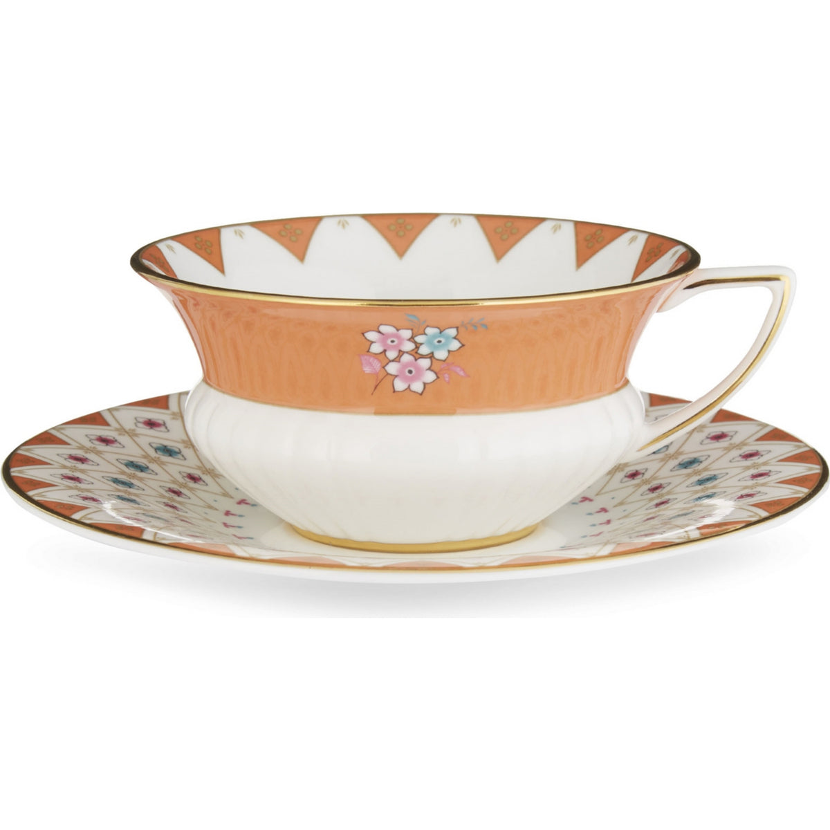 Wedgwood Peony Diamond teacup and saucer set, imported from the UK