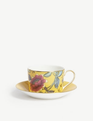 Wedgwood Wonderlust Yellow Tonquin teacup and saucer set, UK version