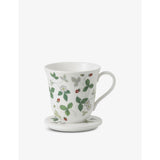 Wedgwood Wild Strawberry mug with lid, fine bone china (British brand)