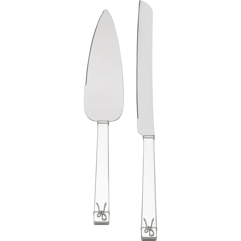 Vera Wang Love Knots silver-plated cake knife and server set - British product
