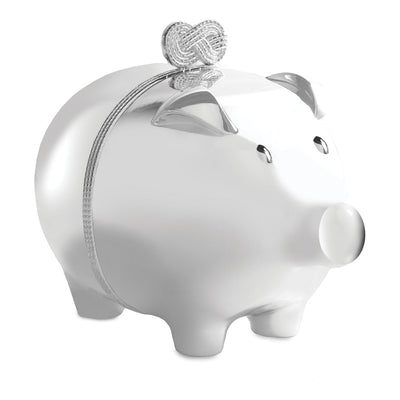 selfridges Vera Wang for Wedgwood Infinity Baby Piggy Bank, Silver-Plated, H12 x W14cm- Buy online at McGrocer