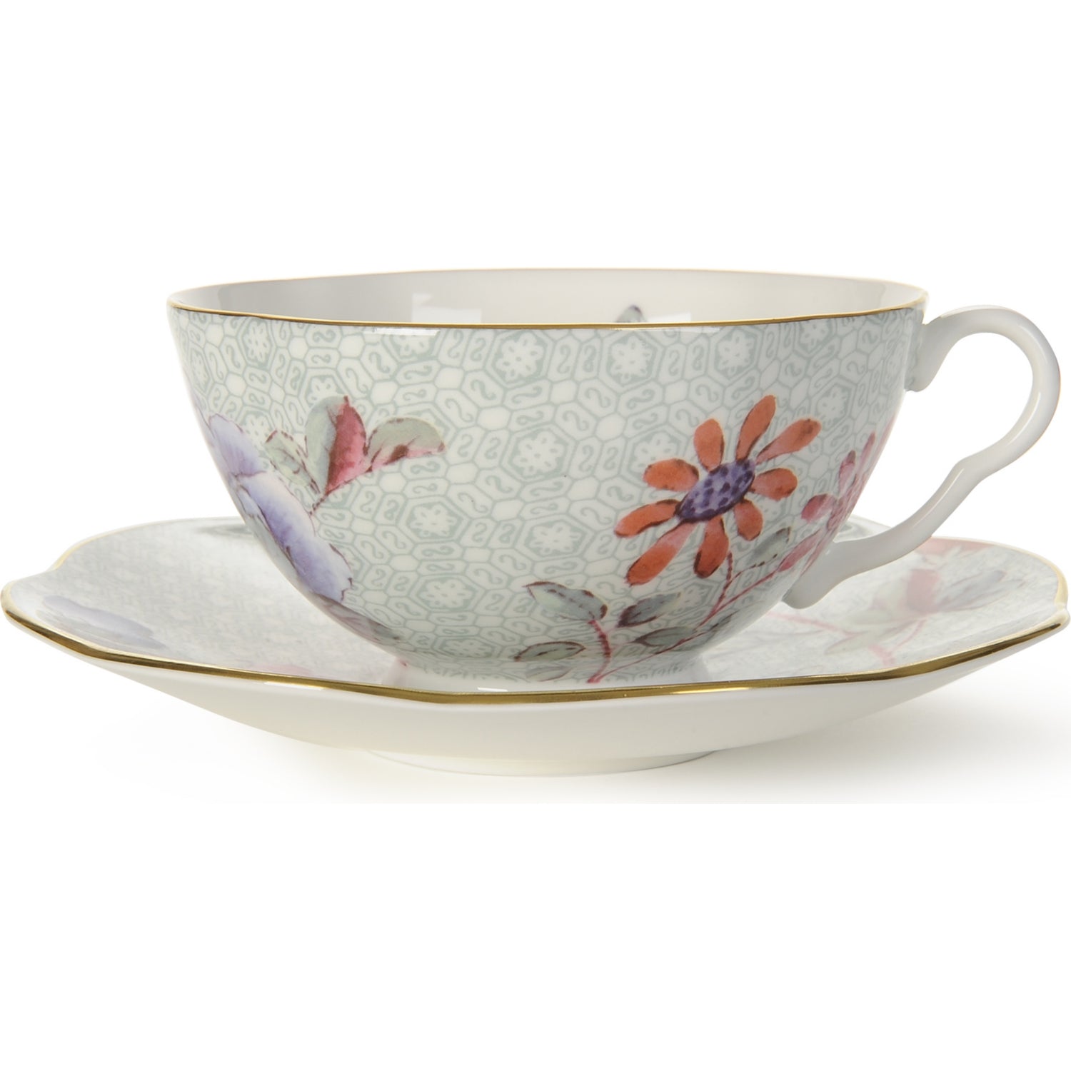 Wedgwood Cuckoo fine bone china teacup and saucer green, imported from the UK