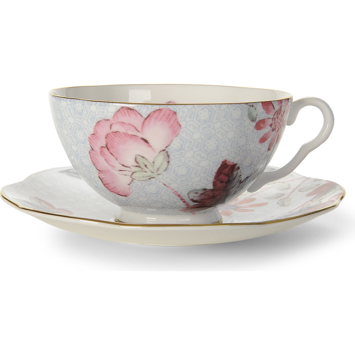 Wedgwood Cuckoo teacup and saucer blue fine bone china, imported from the UK