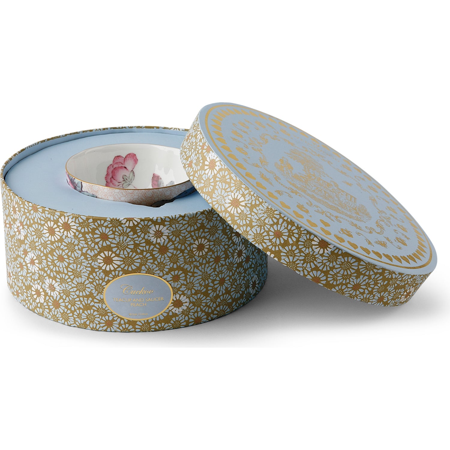 Wedgwood Cuckoo teacup and saucer peach fine bone china - British product