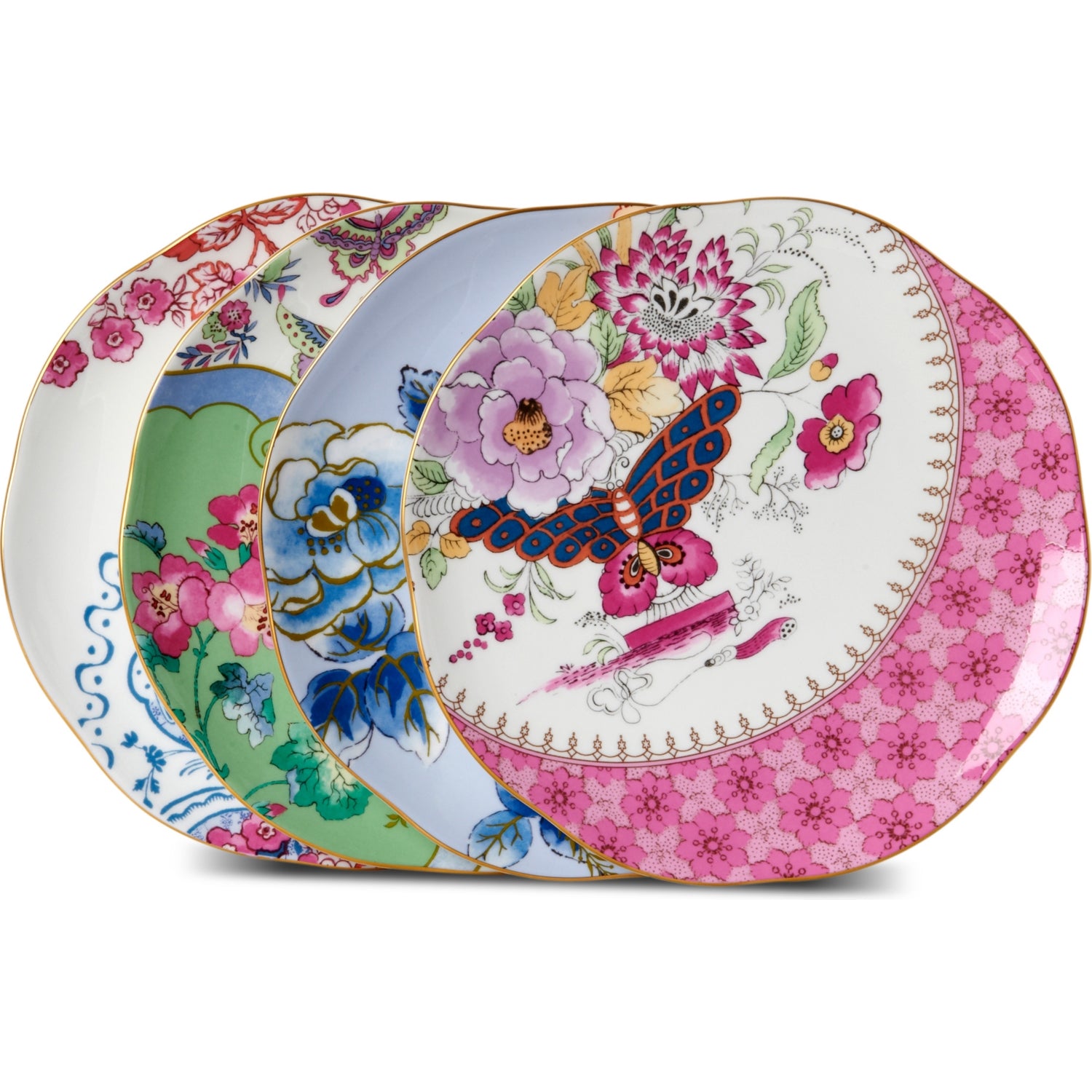 Wedgwood Butterfly Bloom fine bone china plates set of four, imported from the UK