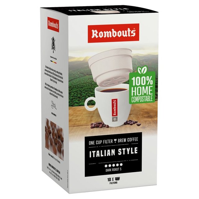 Rombouts Italian Style Compostable One Cup Filter Coffee   10 x 1 per pack GOODS M&S   