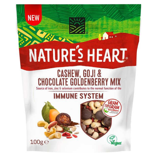 Nature's Heart Cashew Goji & Chocolate Goldenberry Immune System Mix   100g