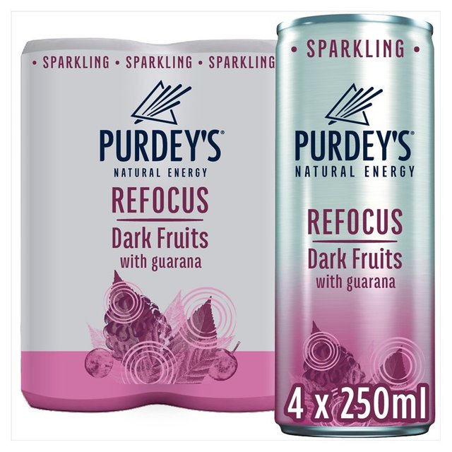 Purdey's Natural Energy Refocus Dark Fruits   4 x 250ml