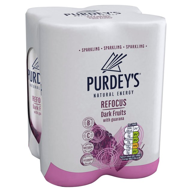 Purdey's Natural Energy Refocus Dark Fruits   4 x 250ml