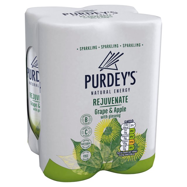 Purdey's Natural Energy  Rejuvenate Grape & Apple   4 x 250ml