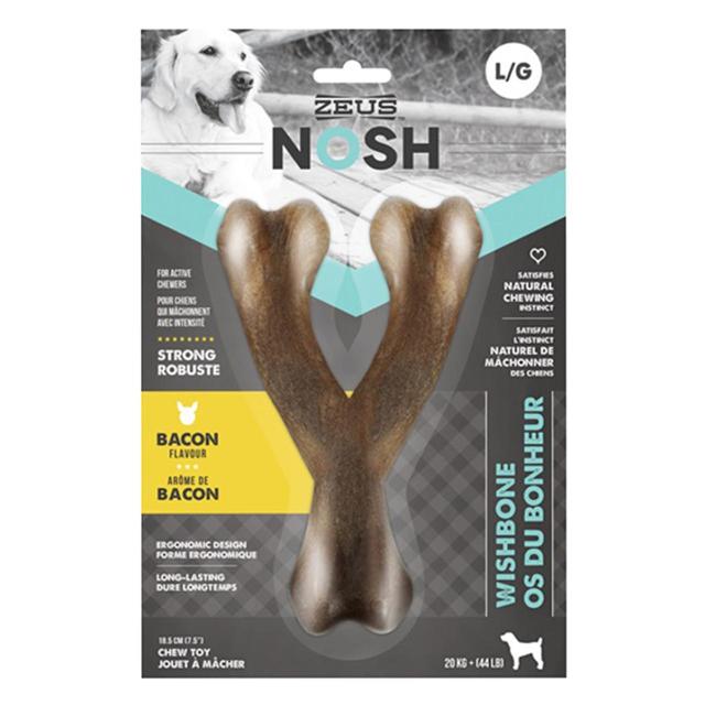 Zeus Nosh Strong Chew Bone Bacon Flavour Wishbone Large Dog Toy GOODS M&S   