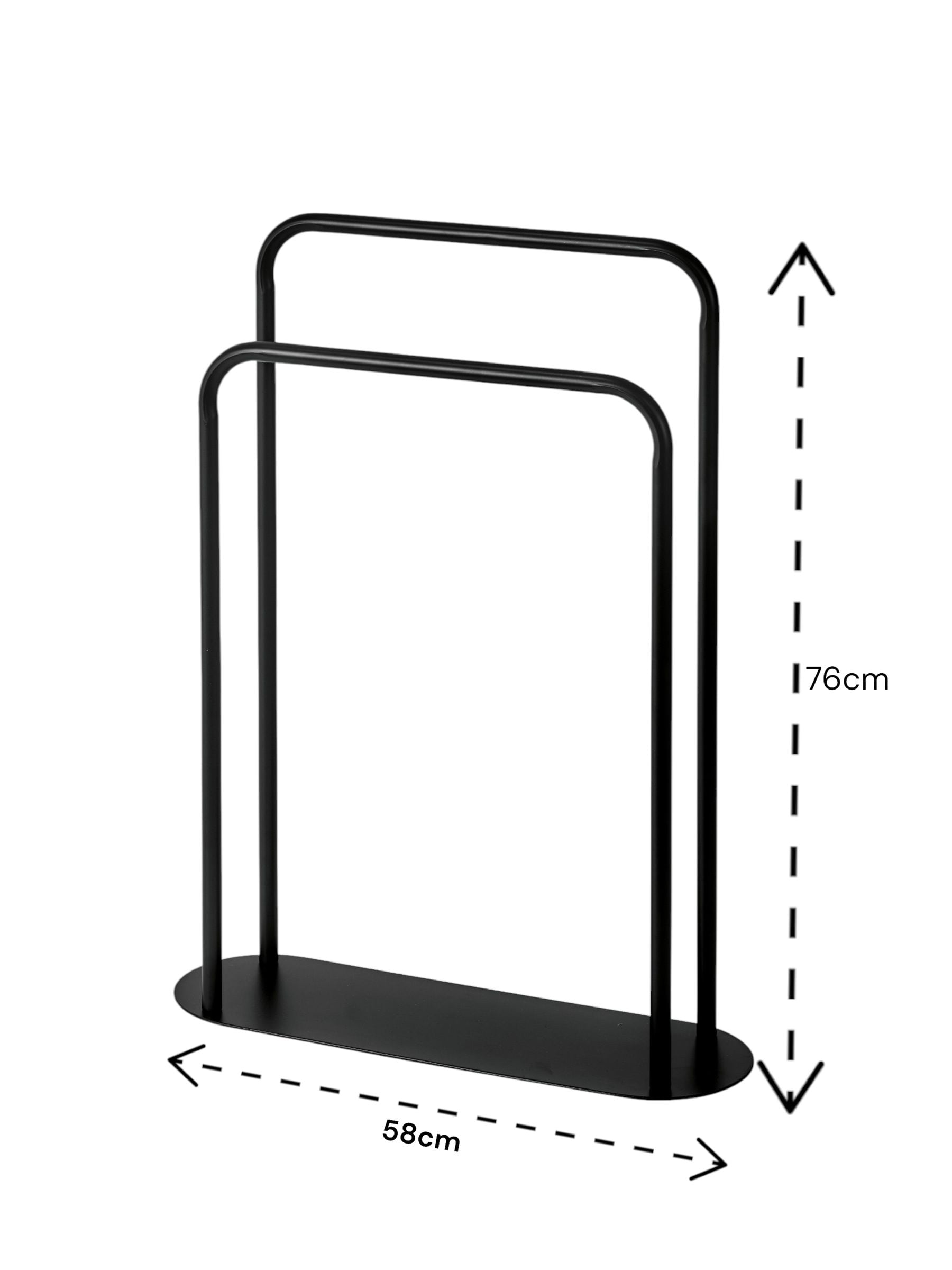 Showerdrape Black Aspen freestanding double towel stand 69x23x17cm (British brand)