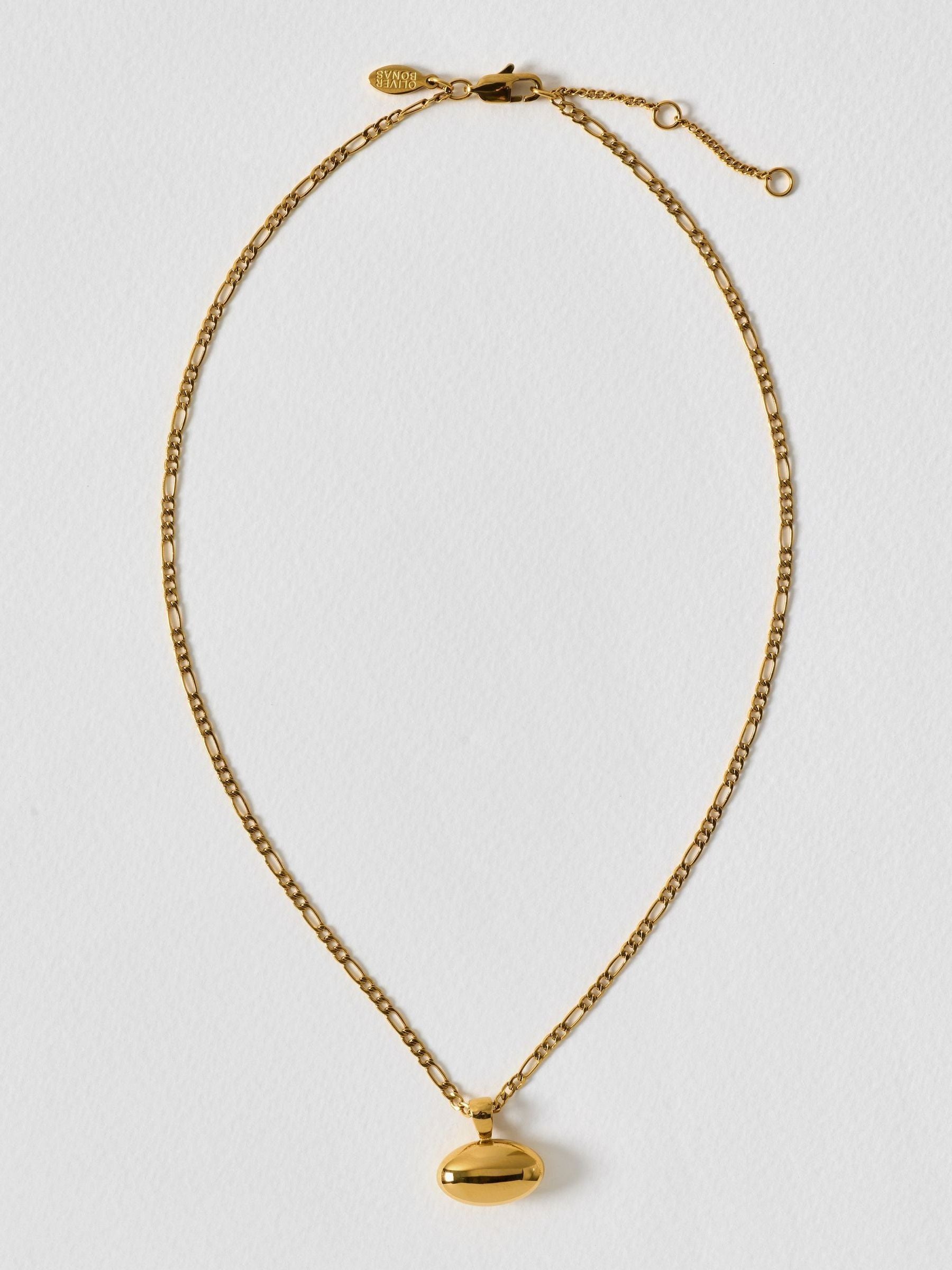 Oliver Bonas gold tone oval pendant necklace stainless steel, UK version