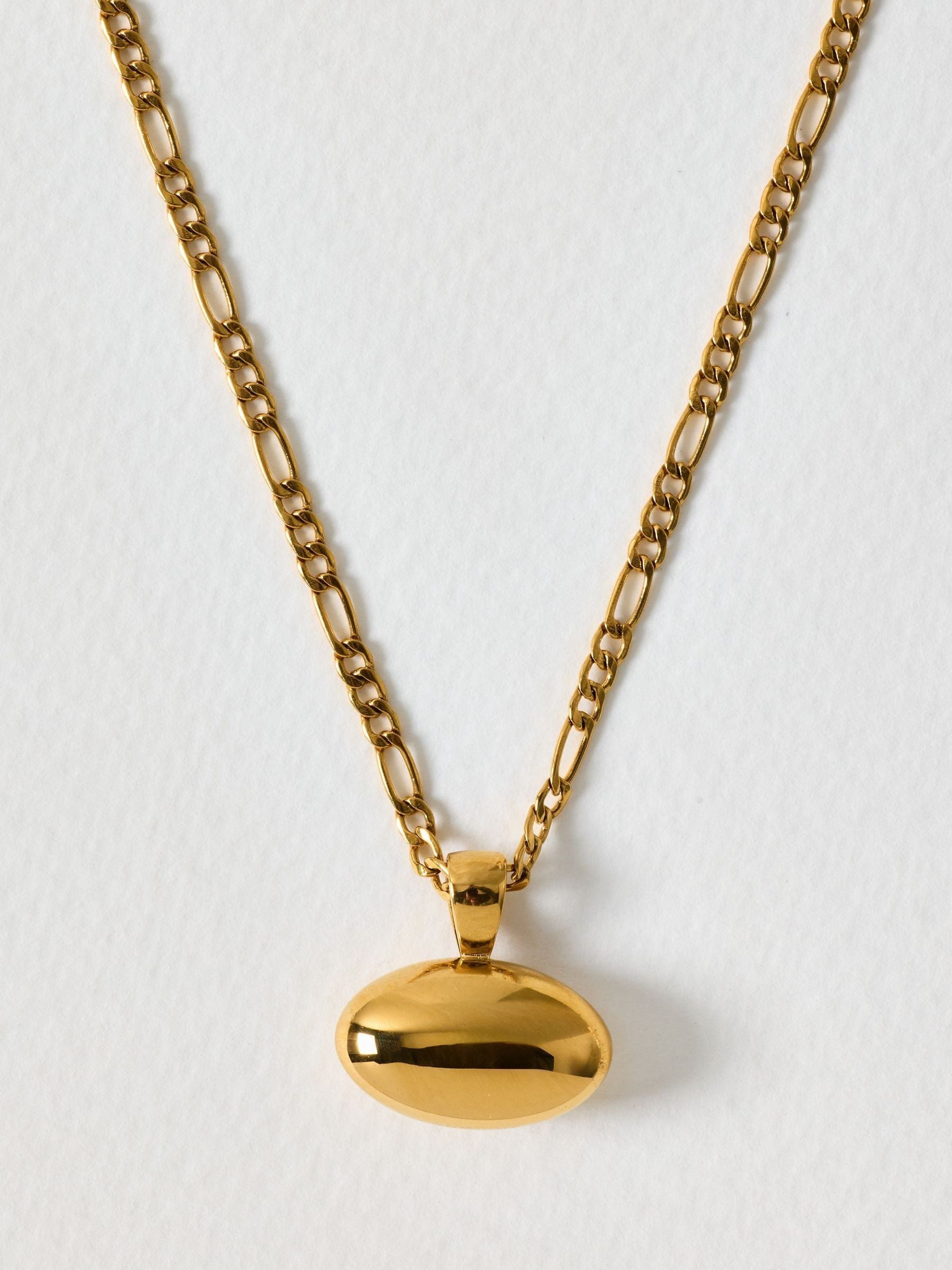 Oliver Bonas gold tone oval pendant necklace stainless steel, UK version