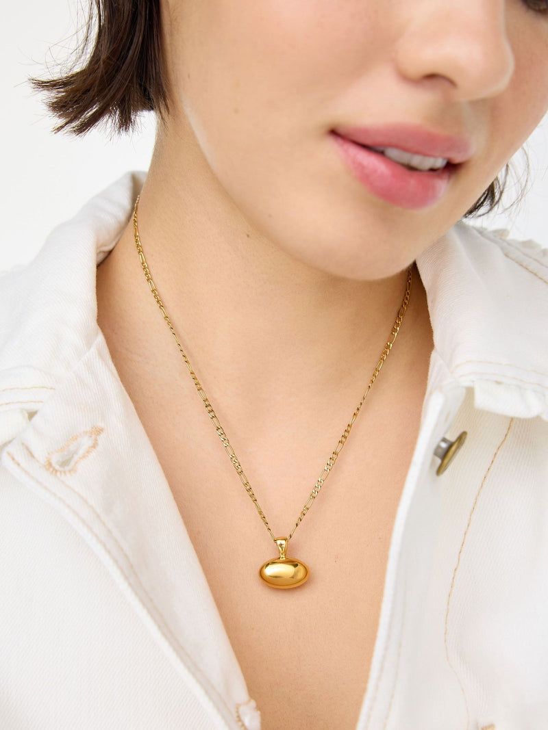 Oliver Bonas gold tone oval pendant necklace stainless steel, UK version
