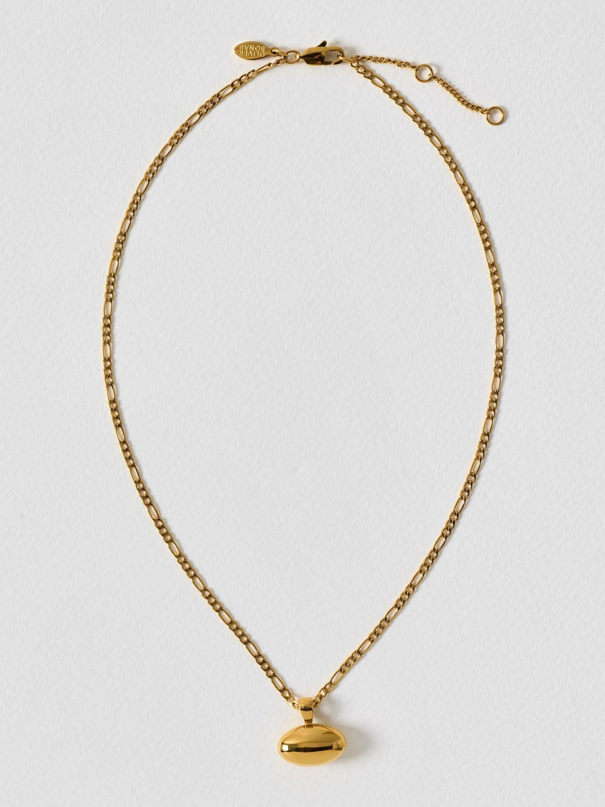 Oliver Bonas gold tone oval pendant necklace stainless steel, UK version