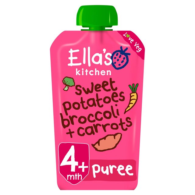 Ella's Kitchen Sweet Potatoes Broccoli + Carrots Baby Food Pouch 4+ Months   120g GOODS M&S   