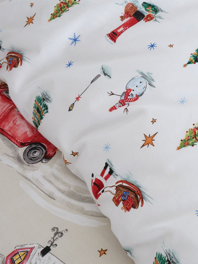 Next Catherine Lansfield Natural Christmas Town Reversible Duvet Cover Set- Buy online at McGrocer