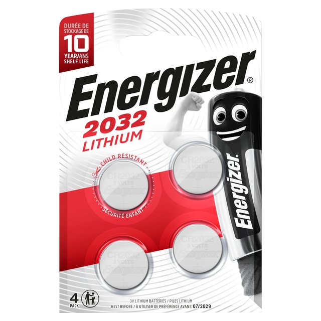 Energizer 2032 Lithium Coin Battery   4 per pack