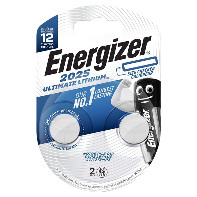 Energizer 2025 Lithium Coin Battery   2 per pack GOODS M&S   