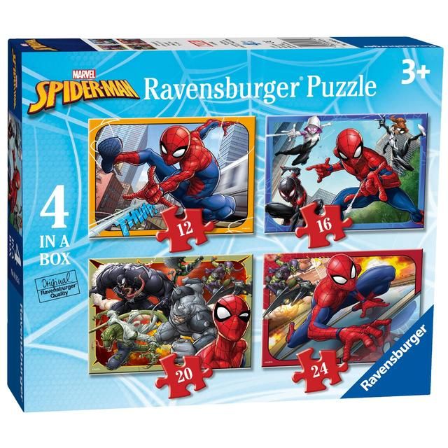 Marvel Spider-Man 4 in Box (12 16 20 24pc) Jigsaw Puzzles