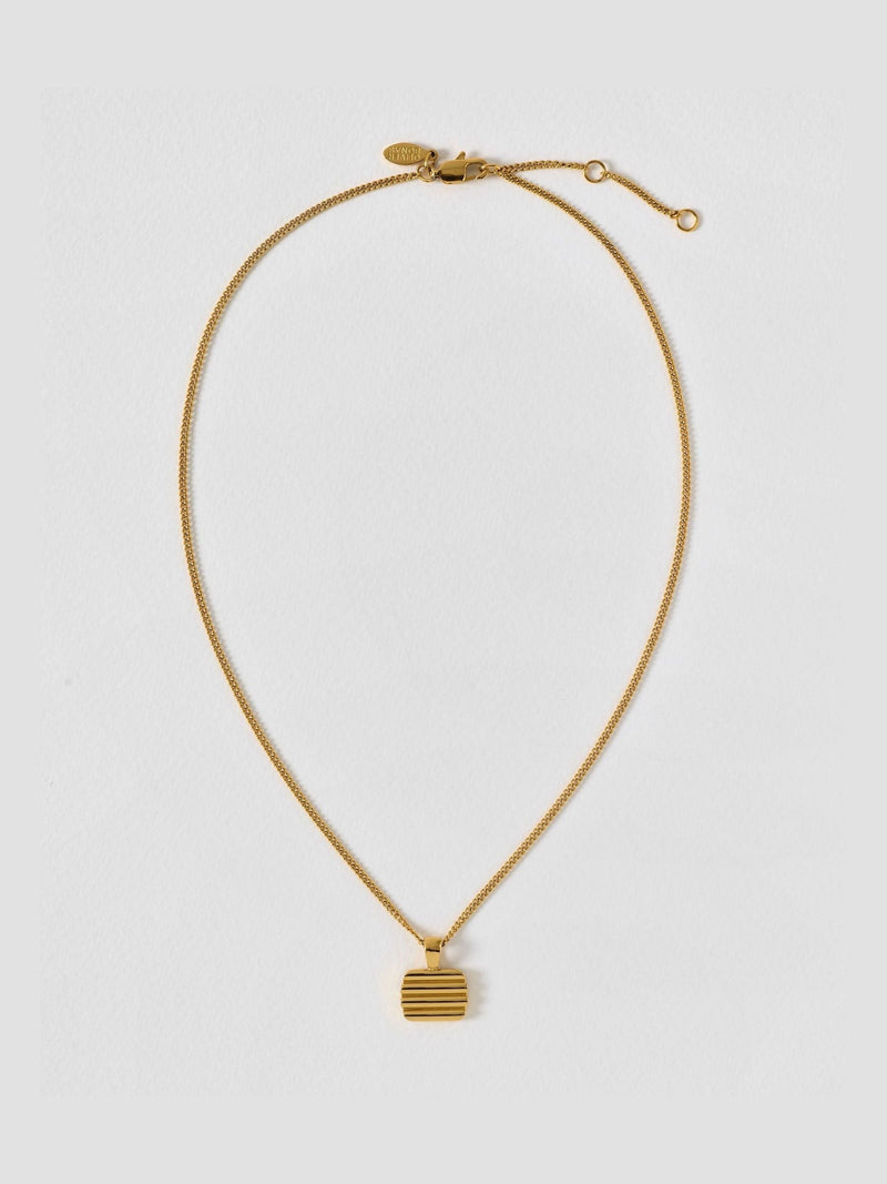 Oliver Bonas gold tone waterproof ridged disc pendant necklace, UK version