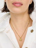 Oliver Bonas gold tone waterproof ridged disc pendant necklace, UK version